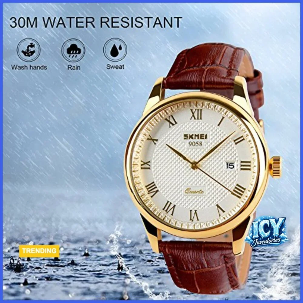 Men's Quartz Wristwatch Roman Numeral PU Leather Band Water Resist Analog